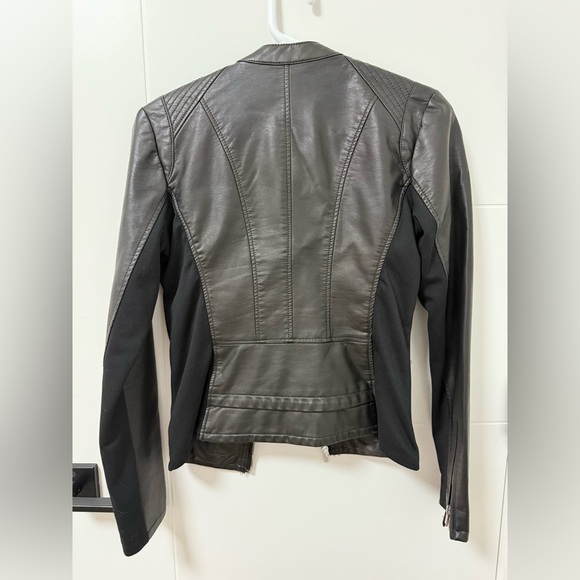 Black faux Leather Moto Jacket with Silver Hardware - Picture 9 of 14